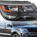 FB5Z13008B Passenger Side Headlight Compatible with 2016-2018 Explorer Limited/XLT/Platinum Black Bezel (Passenger Side)