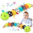 Baby Stuffed Animal Toys for 0-6 6-12 Months, Baby Musical Caterpillar Tummy Time Toys for Babies 3 6 9 12 18 Months, Newborn Infant Sensory Toys Gifts for 1 2 Year Old Boys Girls (Green)