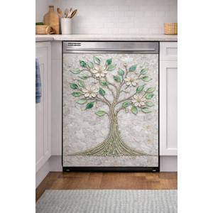 Magnetic Dishwasher Cover Panel, 23x26Inch Tree of Life- Waterproof, Removable Kitchen Decor, Scratch Resistant Appliance Wrap, Easy Install No Tools Needed, Reusable Modern Design for Home Upgrade