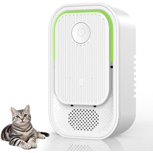 Cat Litter Deodorizer Air Ionizer Ozone-Free Filterless Plug-In Negative Ion Air Purifier with Assisted Airflow Fan for Litter Box, Bathroom & Small Rooms, Quiet & Unscented
