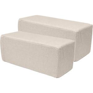 2 Pack Couch Arm Rest Pillow, 8''x8''x20'' Linen Cover, High Density Foam Armrest Cushion, Removable & Washable Elbow Support for Sofa, Bed, and Armchair (Beige)