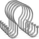 Goowin Shower Curtain Hooks, Simple Shower Curtain Rings, Sturdy Shower Curtain Hangers, Double Hook Shower Curtain Hooks, Smooth Gliding Metal Shower Hooks for Shower Curtain (Chrome, 12 Pack)