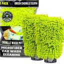 Chemical Guys MIC49302 Chenille Premium Scratch-Free Microfiber Wash Mitt, Lime Green, 9.6" x 2.3" x 7" (2 Pack)