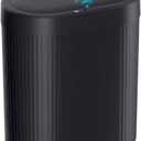 Jinligogo 5 Gallon Bathroom Trash Can with Lid, Automatic Motion Sensor Black Trash Can, Touchless Slim Waterproof Garbage Bin for Kitchen, Bedroom, Office, and Bathroom