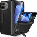 Ruky for Google Pixel 9 Pro Fold Case with Hinge Protection, Full Body Case with Built-in Kickstand & Screen Protector PU Leather Protective Phone Case for Google Pixel 9 Pro Fold, Carbon Fiber