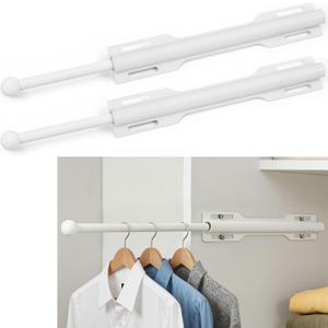 LOMILD Pull-out Valet Rod for Closet 2 Pack, White