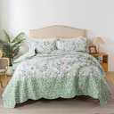HoneiLife Oversized Queen Bedspread - Floral Quilt Comforter Lightweight Bedspreads Microfiber Coverlets Queen Quilt Comforter Wildflower Quilts for All Season Use