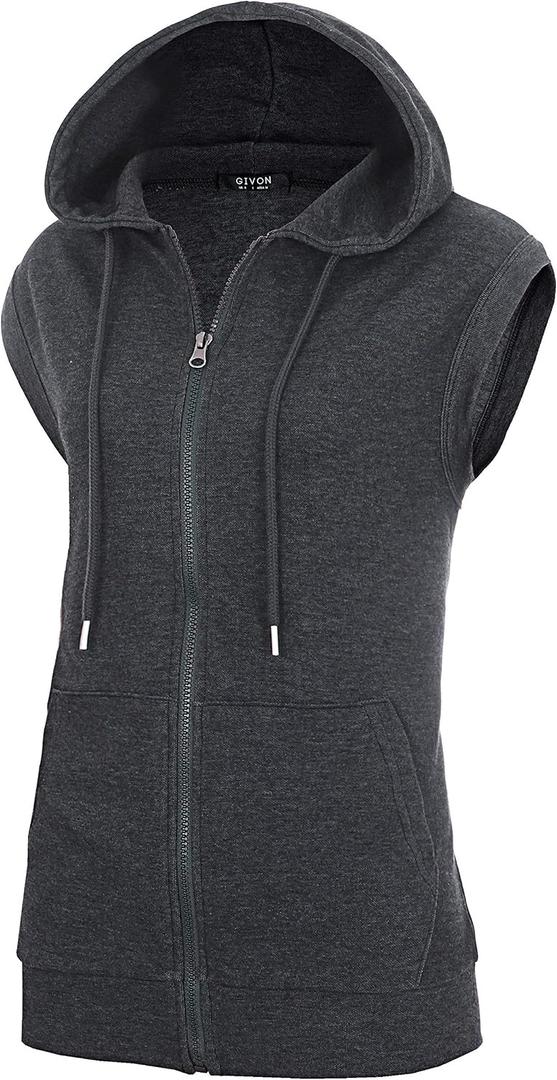 GIVON Women's Lightweight Hooded Vest Sleeveless 1/4 Zip Pullover Casual Hoodie Sweatshirt with Pockets, XL