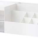 Marknor Cosmetic/ Makeup Vanity Organizer Box, Mini Desk Storage for Office Supplies, Bathroom Counter or Dresser, White