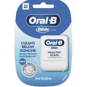 OralB Glide Healthy gums, unflavored floss 50M (Pack of 6)