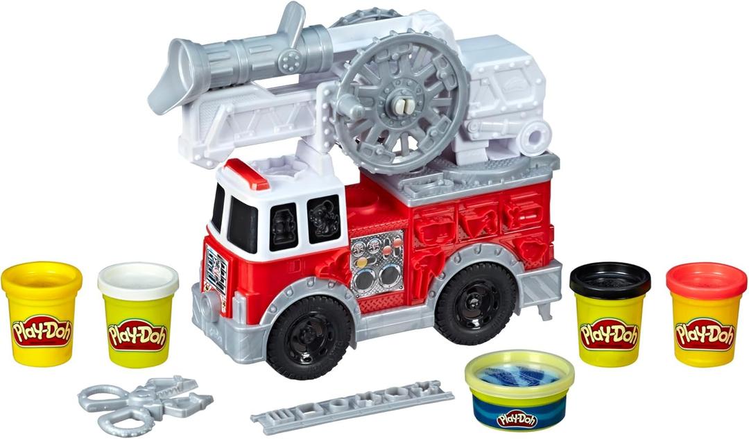 Play-Doh Wheels Fire Truck Toy Vehicle Set, 5 Cans, Preschool Toys for 3 Year Old Boys & Girls & Up, Imagination Toys