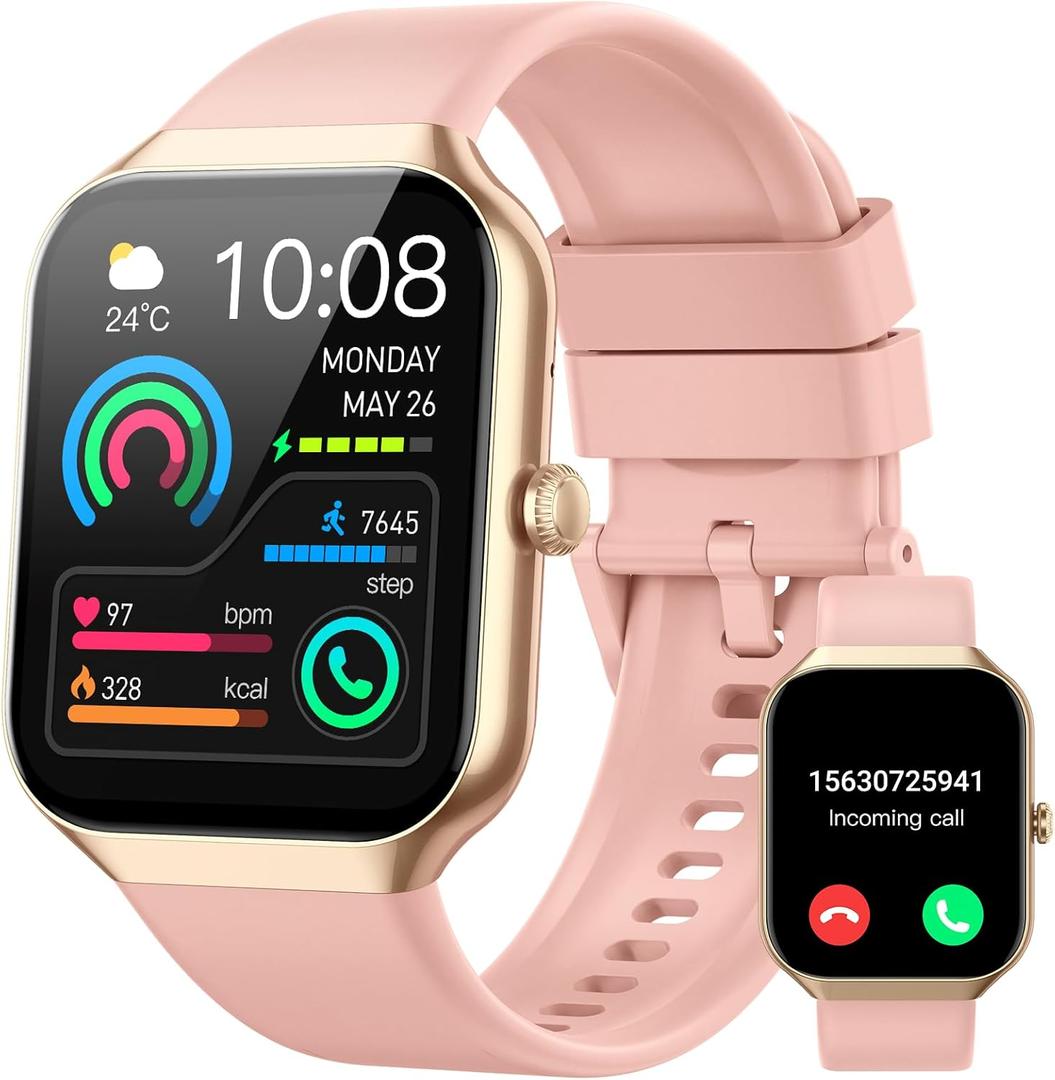 Smart Watch for Women, 1.96"HD Smartwatch (Answer/Make Call) with Heart Rate/Sleep Monitor/Spo2/Pedometer, Fitness Activity Tracker 113+ Sport Modes IP68 Waterproof Watches Women for Android iOS Pink
