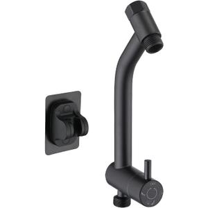 PDPBath Brass Shower Arm Diverter with Adhesive Handheld Holder for Easy Reach, Upgrade Low 3-Way Diverter with Pause Setting, G1/2 Universal Connection - Matte Black
