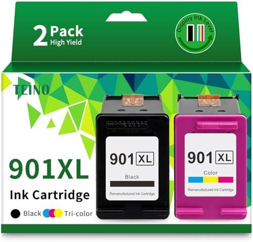 TEINO 901 Ink Cartridges Remanufactured Ink Cartridge Replacement for HP 901 901XL 901 XL use with HP OfficeJet J4680 J4580 4500 J4500 Series J4680c J4624 J4640 J4524 Printers (Black Tri-Color) 901XL