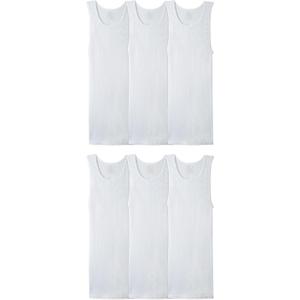 Fruit of the Loom Men's Sleeveless Tag Free Moisture Wicking Tank A-Shirt (4X-Large Big, Big Man - 6 Pack - White)