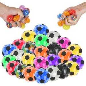 20 Pack Mini Stress Balls Set Fidget Toys for Adults, Colorful Soccer Squishy Squeeze Stress Relief Ball, Party Favors Bags Gifts