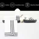 PurpleEssences Black and White Cloth Napkins - 18x18 Inch Set of 6-100% Cotton Elegant Hemstitch Dinner Napkins with 1.5" Stripe Edges, Durable, Washable - Spring Easter Summer Table Dcor