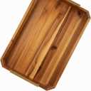 Ottoman Tray Large Wooden Serving Tray with Handles 18"x13" Acacia Wood, Decorative Butler Tray Designed in USA with Anti Slip Pads for Coffee Table, Living Room, Breakfast, Kitchen