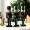 3 Pcs Christmas Nutcracker Ornaments 10 Inch Wooden Black Nutcracker Soldier African American Nut Cracker Figures Modern Minimalist Christmas Table Centerpiece Decor for Tabletop Mantle Fireplace Home