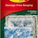Command Outdoor Light Clips, 16 clips, 20 strips, Water-Resistant Adhesive (17017CLR-AWES), Clear (17017CLR-AW-E)