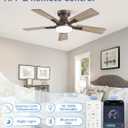 ZMISHIBO 42 Inch Ceiling Fan with Light, App&Remote Control, Flush Mount Low Profile, Dimmable 20W LED Light, Quiet Reversible Motor for Bedroom, Living Room, Apartment, Brown