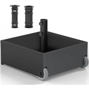 Flower Umbrella Base Heavy Duty with Wheels, Max 200lb Fillable Umbrella Stand, Metal Outdoor Umbrella Base for Patio, Deck, Poolside and Lawn