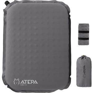 ATEPA Inflatable Seat Cushion, Self-Inflating Portable Stadium Airplane Travel Foam Cushion Pad for Camping, Sports Events, Outdoor (1 Pack Grey)