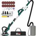 NEU MASTER Drywall Sander, Electric Drywall Sander Variable Speed Popcorn Removal Tool with Vacuum, 900-1800RPM Foldable Ceiling Sander with 12 Sanding Discs, LED Light, Extendable Handle, Dust Bag