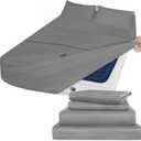 Air Mattress Queen Sheet Set Deep Pocket Queen Sheets - 4 Piece Bed Sheets Queen Size Fade Resistant Fits 16in to 24in Pillow Top Air Bed Mattress - Grey (Gray)