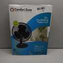 Comfort Zone Oscillating Table Fan with Adjustable Tilt, Convenient Push Button Controls, Quiet, 12 inch, 3 Speed, Desk Fan, Airflow 7.25 ft/sec, Ideal for Home, Bedroom, Dorm & Office, CZ121BK