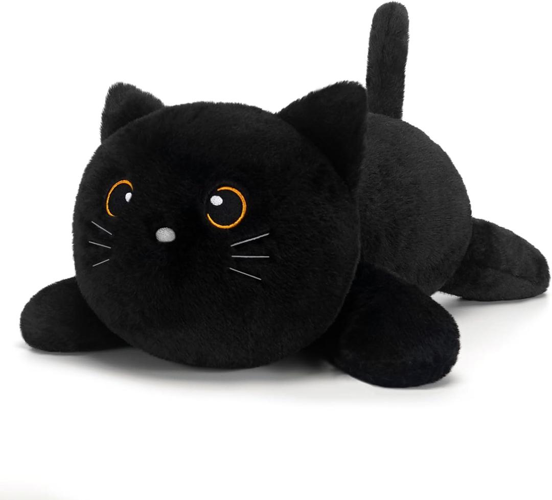 SQEQE Weighted Stuffed Animals Black Cat, Weighted Black Cat Plush, Plushies for Cozy Comfort, Soft Black Cat Pillow Toy for Kids Adults, Christmas & Valentines Gift 23.6 Inch 3.8 Lbs