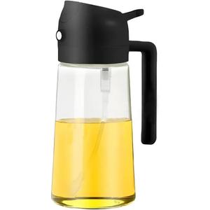 Oil Sprayer & Dispenser | 16oz / 470ml | 2-in-1 | Food-Grade | For Cooking/Air Fryer/BBQ | Black