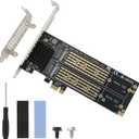 ELUTENG Dual M.2 NVMe to PCIe Adapter with Heat Sink - M-Key B&M Key 2230/2242/2260/2280 SSD NVMe PCIe Card - Low Profile Bracket - Supports PCI-Express X1/X4/X8/X16 Slots