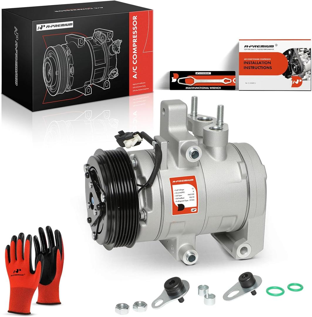 A-Premium Air Conditioner AC Compressor with Clutch Compatible with Ford F-150 5.0L 2011-2014, Lobo 5.0L 2011-2014, DKS20 Style, 6 Grooves (NOT 4 Grooves)
