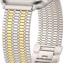 Moolia Stainless Steel Band Compatible with Apple Watch Strap 40/42/41/38/44/46/45/49mm Women, Dressy Fancy Bracelet Metal Mesh Link Wristband for iWatch Series 11 10 9 8 7 6 5 4 3 SE/Ultra 3 2 1 (Starlight/Gold)