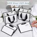 Yeaqee 50 Pcs Mini Metallic Paper Gift Bags with Handle 4x4.75x2.2'' Small Gift Bag DIY Tag Thank You Party Favor for Mother's Day Wedding Graduation Baby Shower Birthday Jewelry (White,Black)