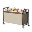 StorageWorks Toy Box with Wheels for Kids, 135L Large Toy Storage Chest and Organizer, 23" Metal Toybox with 360 Swivel Wheels for Bedroom, Kids Room, Stuffed Animal Storage, Light Khaki