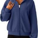 SOFIA'S CHOICE Women Sweatshirt Cute Ladies Streetwear Hoodies Pullover Plain Zipper Sweatshirts Jackets with Pockets Blue Grey Small (Blue, S)