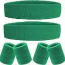 6 Pieces Sweatband Set Sports Headband Wristband Set, Moisture Wicking Athletic Sweatbands 4 Wrist Sweatband and 2 Headbands, Terry Cloth Sweat Absorbing Head Band for Workout