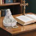 Virgin Mary Statue, Catholic Gifts for Women, Virgin Mary Keepsake Rosary Holder, 5.5" Blessed Mother Statues, Catholic Decor (White)