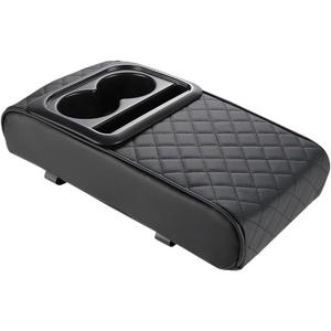 Edotim Center Console Cover for Car, Microfiber Leather Car Arm Rest Cover with 2 Cup Holders, Universal Car Accessories Interior, Black