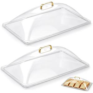 Blulu 2 Pcs 13" x 21" Polycarbonate Clear Dome Display Cover Food Dome Lid