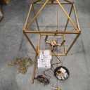 JONATHAN Y 16" Antique Gold Lantern Pendant Light, 4-Light Pagoda Style Metal Cage Farmhouse Hanging Ceiling Fixture for Kitchen Island, LED Bulb Included (JYL7437B)