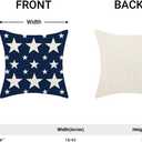 4th of July Pillow Covers 18x18 Inch Set of 2 Navy Blue Cream Patriotic Stars Outdoor Decor Throw Pillows Independence Day Memorial Day Farmhouse Decorative Cushion Cases for Couch Decorations