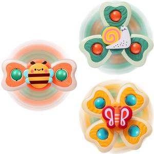 TOHIBEE 3PCS Spinner Toys for 1-3 Year Old Boys & Girls - Suction Cup Spinning Toys for Toddlers & Babies 12-18 Months - First Birthday Gifts