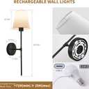 Wall sconces Set of Two Battery Operated Rechargeable Wireless Wall Lights with Remote, 15 Colors & Dimmable Detachable Bulbs, Black Wall Lamps for Bedroom, Living Room, Hallway, and Home Decor