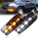 Full LED DRL Turn Signal Light Front Bumper Fog Lamps Compatible with Toyota 4runner 2003 2004 2005,Replace Front Air Vent Trim & Grille Air Vent Trim Indicated Light,2 pcs