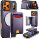 for iPhone 17 Pro Max Case Wallet Compatible with Magsafe, RFID Blocking Magnetic Card Holder 2 in 1 Detachable Kickstand Shockproof Phone Case for iPhone 17 Pro Max 6.9" Purple