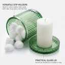 2 Pack Qtip Holder - Apothecary Jars with Lids, Bathroom Organizers and Storage Canister for Cotton Balls,Swabs,Floss Picks,Hair Ties,Clear Glass Vintage Bathroom Decor Jar Set (Green)