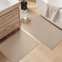 YIHOUSE Bathroom Rug Set 2 Piece Beige, Non Slip Bath Mats Sets of 2 Quick Dry, Absorbent Washable Thin Bathroom Rugs Fit Under Door for Elder, Sink, Laundry